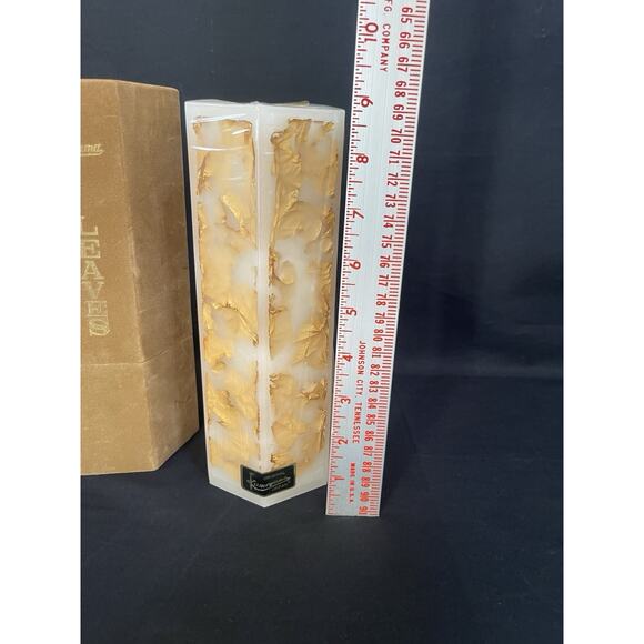 Mid-century Modern Kameyama Japan Pillar Candle Golden Leaves Topaz - Picture 4 of 6